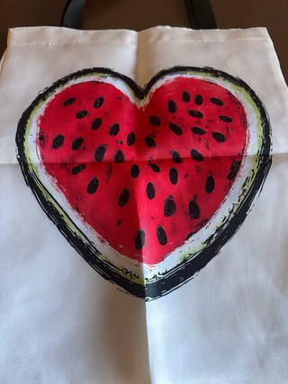 Borsa shopper con stampa anguria a cuore