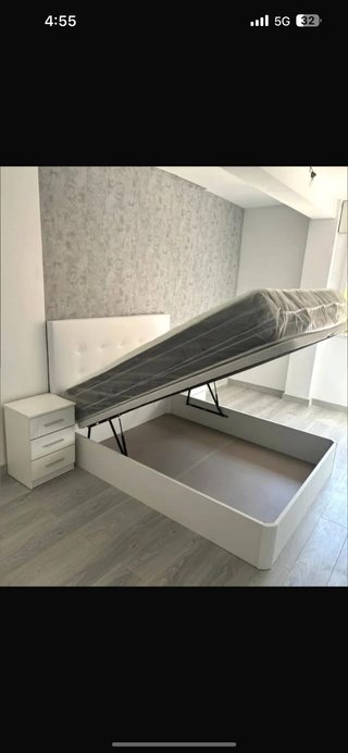 Letto con contenitore + Testiera + Armadio + Telaio + base rivestita