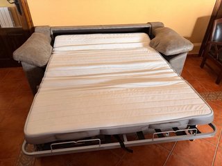 Sofá cama 1,35 beige/marrón, imitacion pie.