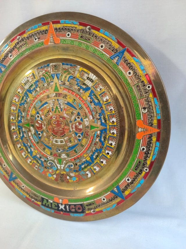 Plato Azteca Bronce MEXICO