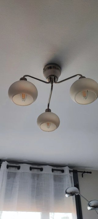 Lámpara Ikea 3 focos cristal y metal