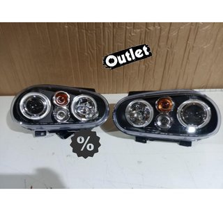 FE FAROS VOLKSWAGEN VW GOLF 4 OJOS ANGEL LED LOOK R32 FONDO