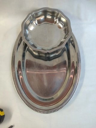2 Bandejas Metál inox antiguas