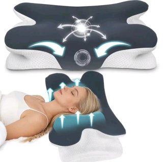 Almohada Ergonómica Cervical Gris y Blanca