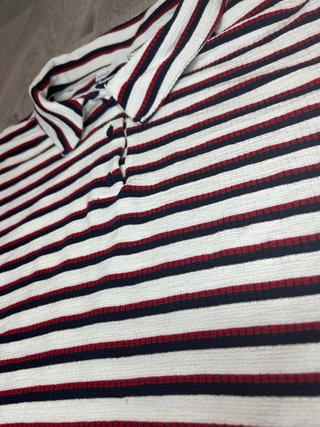 Camiseta Polo Rayas Crop Top Manga Corta