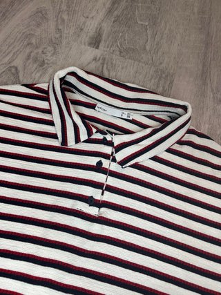 Camiseta Polo Rayas Crop Top Manga Corta