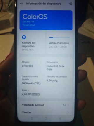 Móvil OPPO A57s Negro. Excelente estado