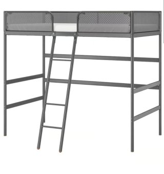 Cama alta IKEA gris metal
