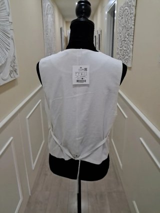 Chaleco blanco mujer Camiseta lentejuela plata
