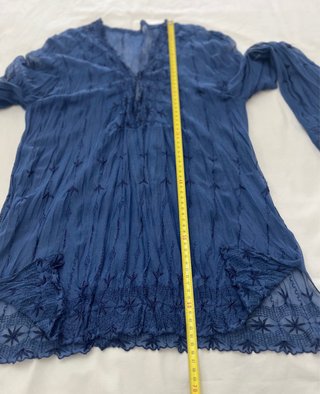 Blusa gasa bordada azul
