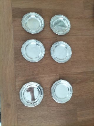 Vajilla antigua platitos pan alpaca plata vintage