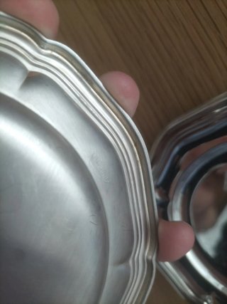 Vajilla antigua platitos pan alpaca plata vintage