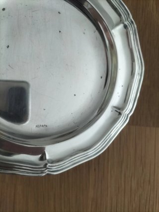 Vajilla antigua platitos pan alpaca plata vintage