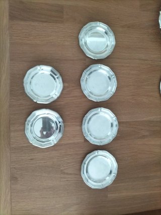 Vajilla antigua platitos pan alpaca plata vintage