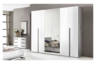 Armario 6 puertas blanco y gris