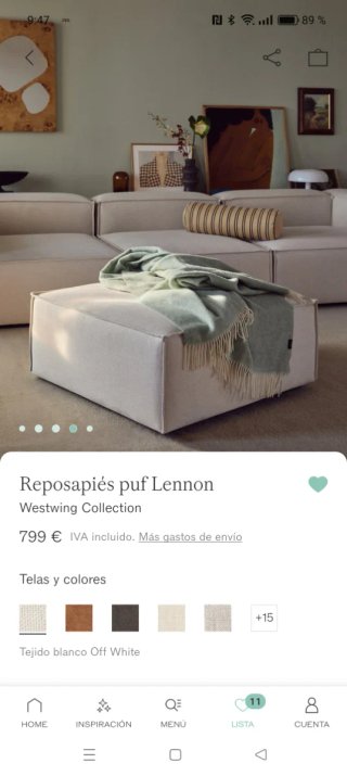 Puf poggiapiedi Lennon Westwing Bianco