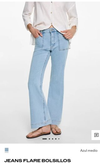 Vaqueros Mango Flare Bolsillos Azul