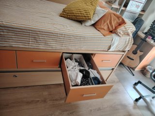Cama juvenil con 4 cajones y nido + escritorio