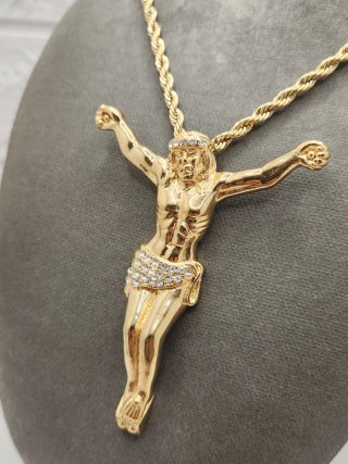 Colgante Cristo Acero Quirúrgico Chapado Oro