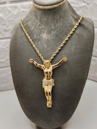 Colgante Cristo Acero Quirúrgico Chapado Oro