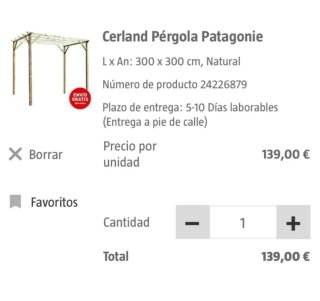 Pérgola de madera para jardín