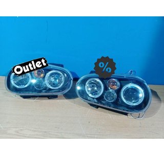FE FAROS VOLKSWAGEN VW GOLF 4 OJOS ANGEL LED LOOK R32 FONDO