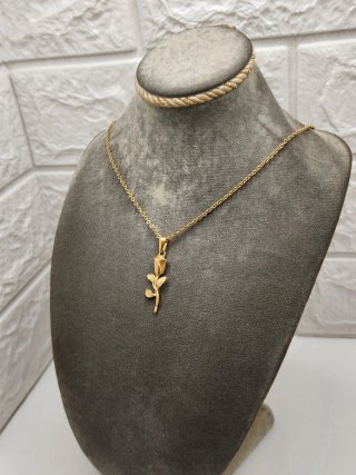 Colgante Rosa Acero Quirúrgico Chapado Oro