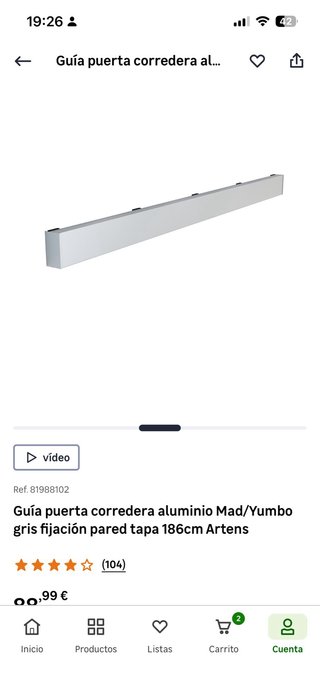 Carril para puerta corredera