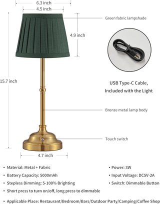 2 Lámparas Mesa LED Inalámbricas
