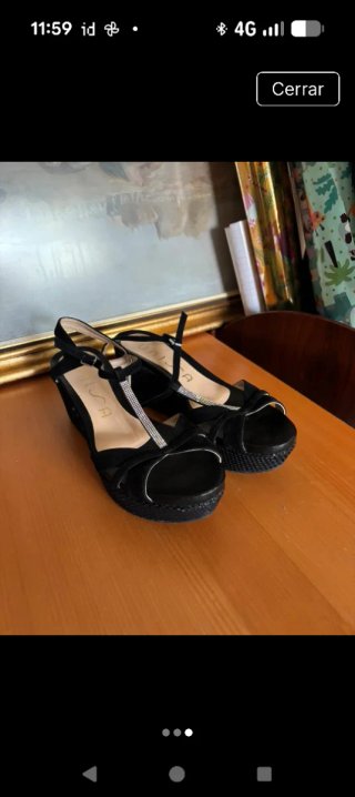Sandalias cuña Unisa negras