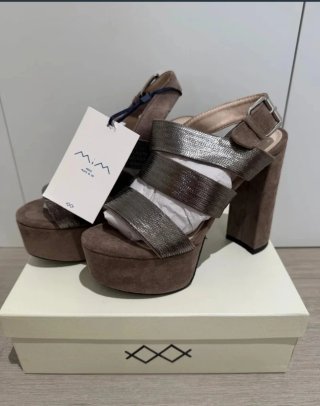 Sandalias MIM Plataforma Marrón y Plata