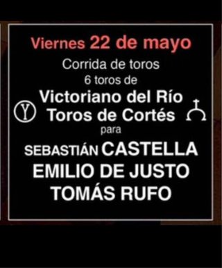 2 Asientos Corrida de Toros 22 Mayo
