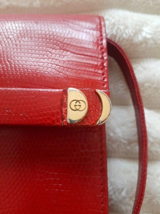 Bolso Gucci Piel Lagarto Rojo Vintage