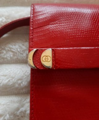 Bolso Gucci Piel Lagarto Rojo Vintage