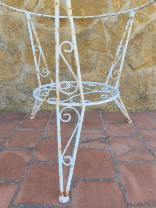 Pie de mesa hierro forjado exterior blanco