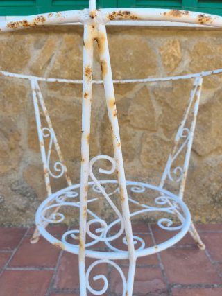 Pie de mesa hierro forjado exterior blanco