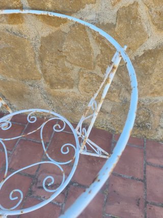 Pie de mesa hierro forjado exterior blanco
