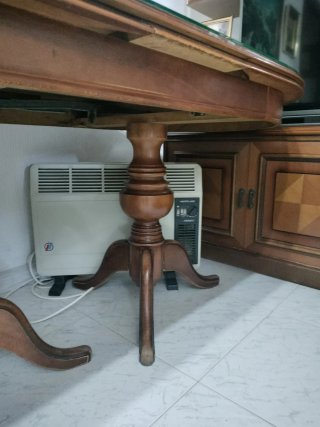 Mesa extensible madera y cristal