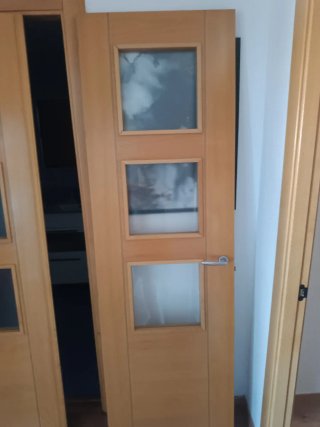 Puerta doble salón cerezo claro 205x63