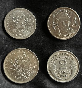 Lote de 4 monedas antiguas francesas