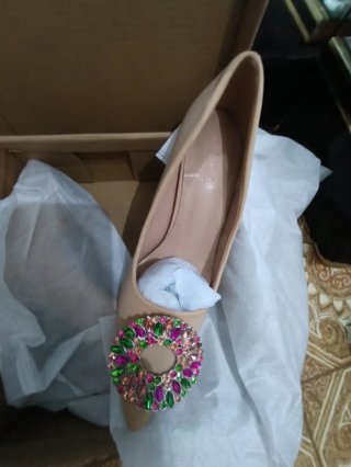 Zapatos LALA Beige con Adorno Multicolor