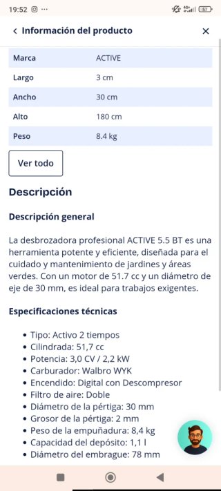 Desbrozadora Active 5.5BT 3 CV Profesional