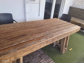 Mesa rústica madera maciza grande