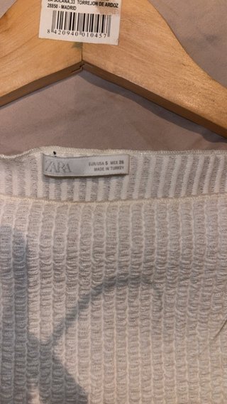 Top ZARA blanco textura talla XS