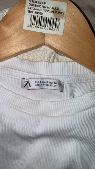 Zara Camiseta Blanca Volantes Talla XS