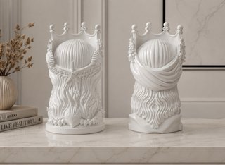 Coppia Teste Moro Re Regina Mare Ceramica