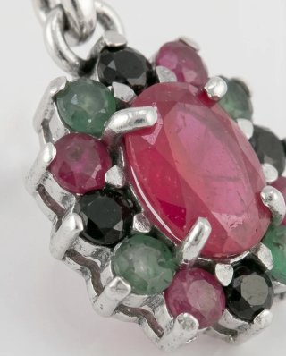 Pendientes Plata Ley con Rubi,Esmeraldas y Onix