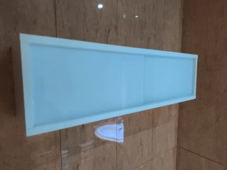 Armario auxiliar lavabo cristal y madera