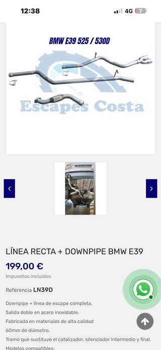 Tubo escape BMW E39 530d / 525d