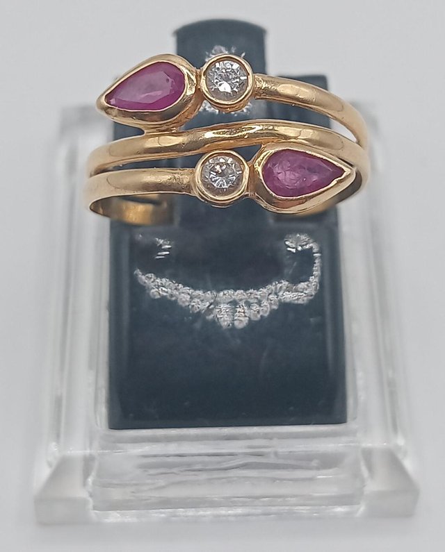 Anillo Circonitas de oro 18k, 1,85gr, Ref. O-417.